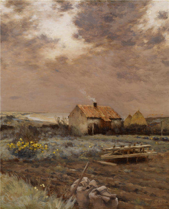 让·查尔斯·卡津（Jean Charles Cazin，法国画家）高清作品-《风景（约 1880 年）》