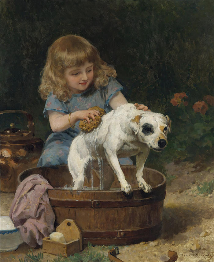 路易·玛丽·德·施莱弗(Louis Marie De Schryver,法国,1862–1942年)作品-沐浴日