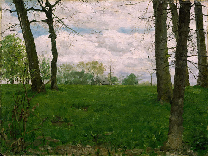 埃里克·韦伦斯基德（ Erik Werenskiold，挪威画家）高清作品-绿地 (1881)