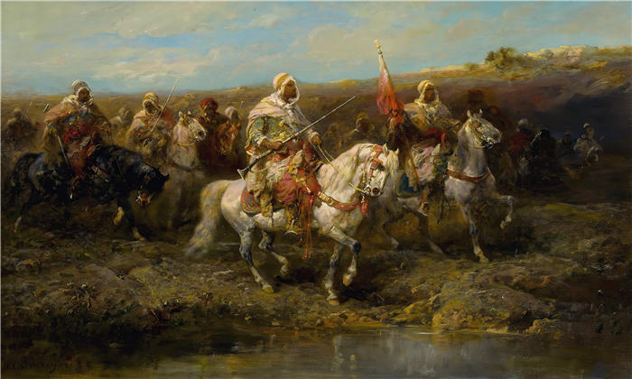 阿道夫·施莱尔(Adolf Schreyer,德国画家)高清作品-《阿拉伯骑士(1)》