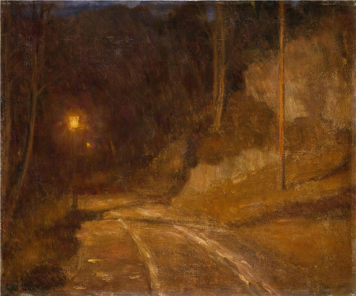 埃里克·韦伦斯基德（ Erik Werenskiold，挪威画家）高清作品-《灯灯 (1900)》