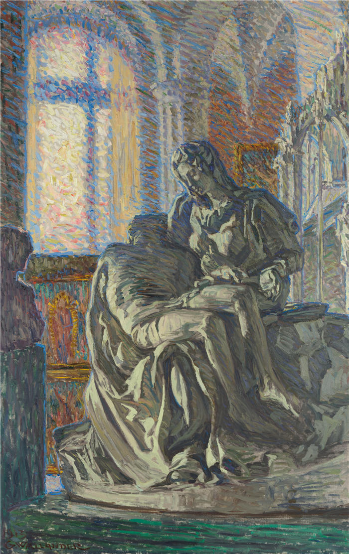 格尔达·瓦兰德(Gerda Wallander,瑞典画家)作品-米开朗基罗的《圣母怜子图》(1913 年)