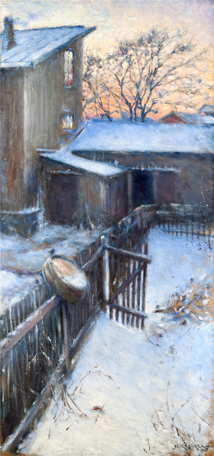 尼尔斯·克鲁格（ Nils Kreuger，瑞典画家）高清作品-《后院（1892）》