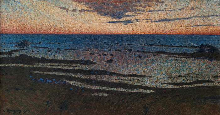 尼尔斯·克鲁格（ Nils Kreuger，瑞典画家）高清作品-《卡尔马松的夏夜（1904 年）》