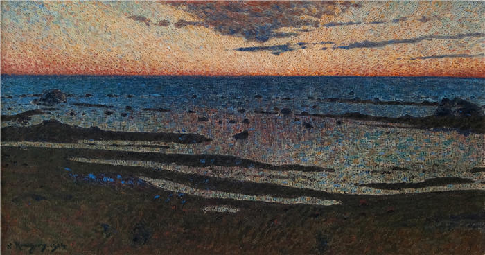 尼尔斯·克鲁格( Nils Kreuger,瑞典画家)高清作品-《卡尔马松的夏夜(1904 年)》