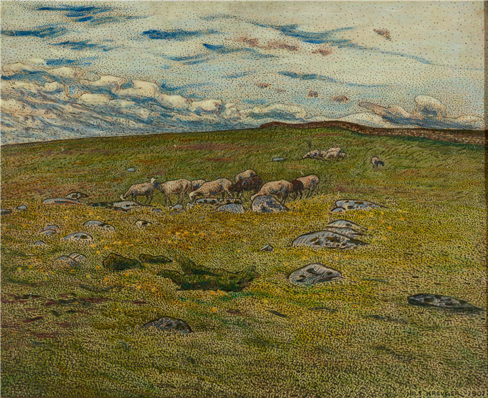 尼尔斯·克鲁格（ Nils Kreuger，瑞典画家）高清作品-《放牧羊 (1901)》