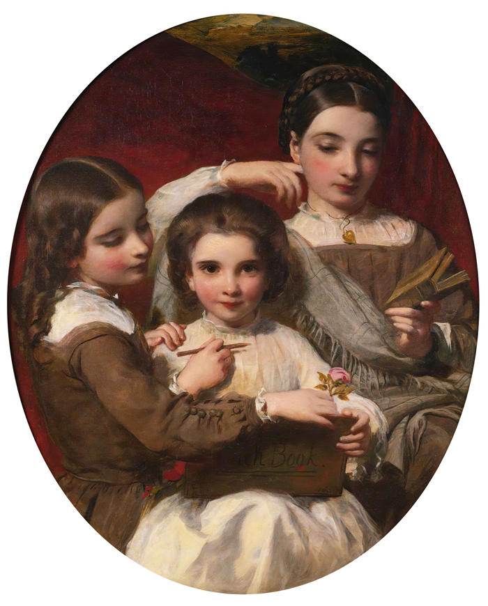 詹姆斯·桑特（James Sant，英国画家）高清作品-《罗素姐妹的肖像》