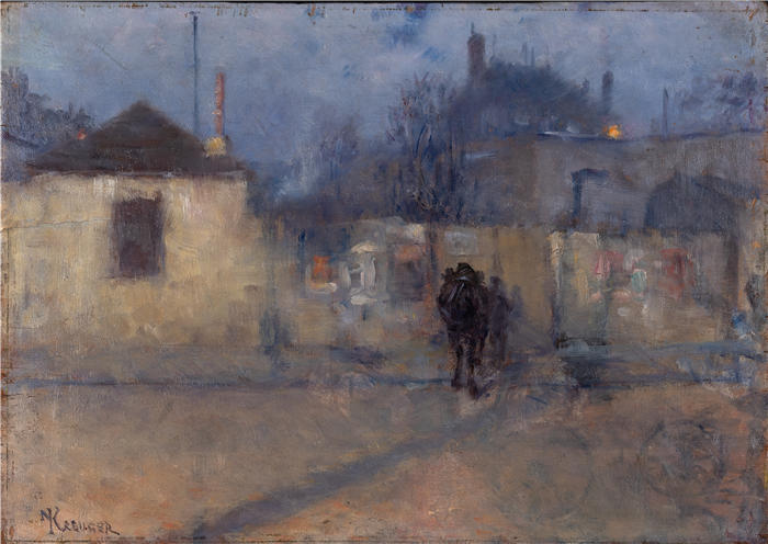 尼尔斯·克鲁格（ Nils Kreuger，瑞典画家）高清作品-《巴黎蒙帕纳斯街（1884 年）》