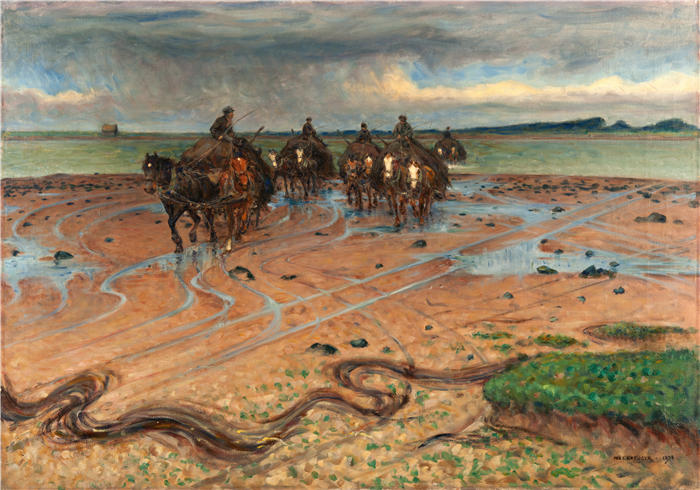 尼尔斯·克鲁格( Nils Kreuger,瑞典画家)高清作品-《海藻卡特斯,哈兰海岸 (1898)》