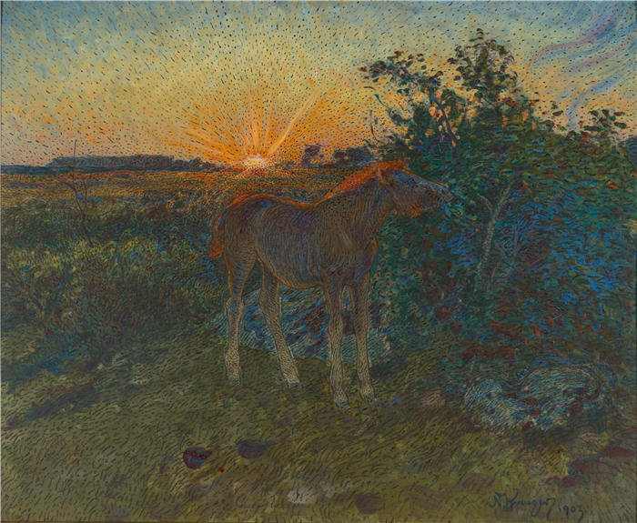 尼尔斯·克鲁格（ Nils Kreuger，瑞典画家）高清作品-《小马驹 (1903)》