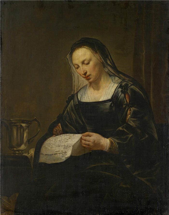 彼得·弗兰兹（Pieter Fransz，荷兰画家）高清作品-《圣抹大拉，读一封信》