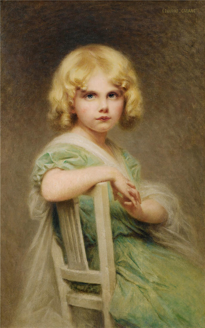 爱德华·卡巴内（Edouard Cabane，法国，1857-1942 年）作品-画家的女儿伊娃的肖像