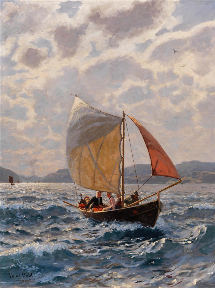 汉斯·达尔（Hans Dahl，挪威画家）高清作品-《米特·德姆·温德 (1900)》