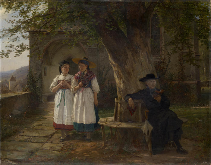 本杰明·沃蒂埃（Benjamin Vautier ，瑞士画家，1829-1898）作品-无意的告白（1881）