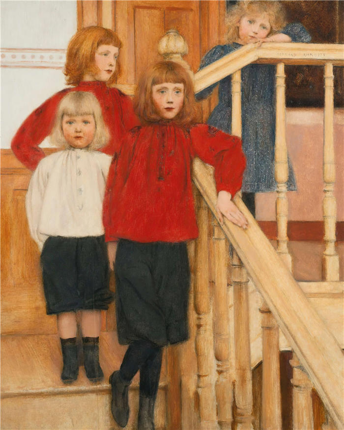 费尔南·科诺普夫（Fernand Khnopff，比利时画家）作品-Neve先生的孩子们