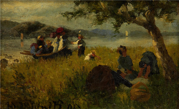 汉斯·达尔（Hans Dahl，挪威画家）高清作品-《野餐 (1875)》