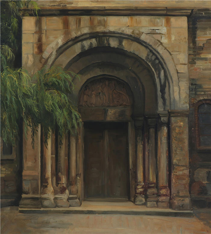 艾格尼丝·斯洛特-默勒（Agnes Slott-Møller，丹麦画家）作品-《石勒苏益格大教堂的入口（1937 年）》