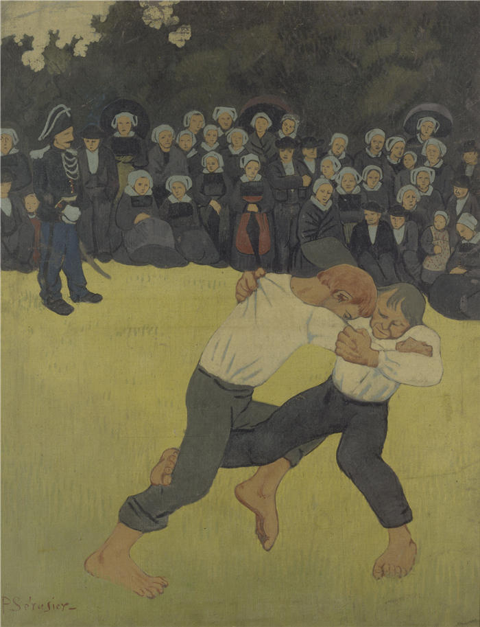 保罗·塞鲁塞尔(Paul Sérusier,法国,1864-1927 年)作品-布列塔尼摔跤(1890 年至 1891 年)