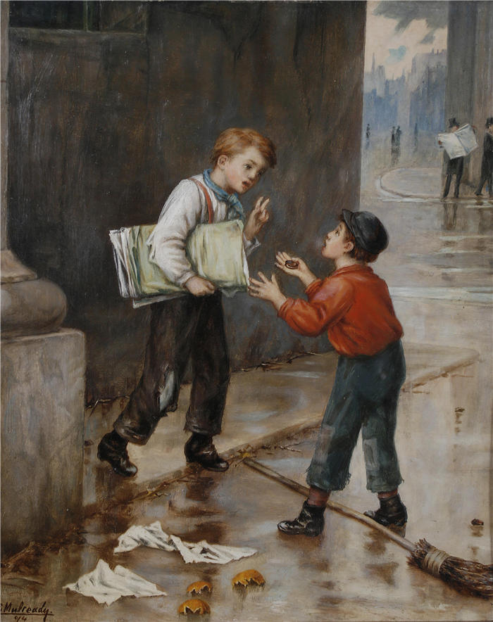 奥古斯都·埃德温·穆勒迪 (Augustus Edwin Mulready，英国画家)作品-《 一时好运 (1874)》