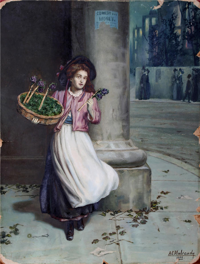 奥古斯都·埃德温·穆勒迪 (Augustus Edwin Mulready,英国画家)作品-《 卖光 (1901)》