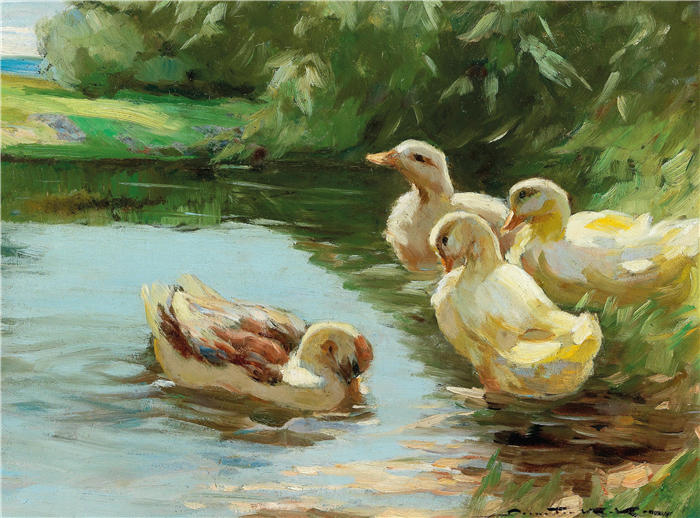 德米特·科科 (Demeter Koko，奥地利, 1891 – 1929)作品-鸭子在水中