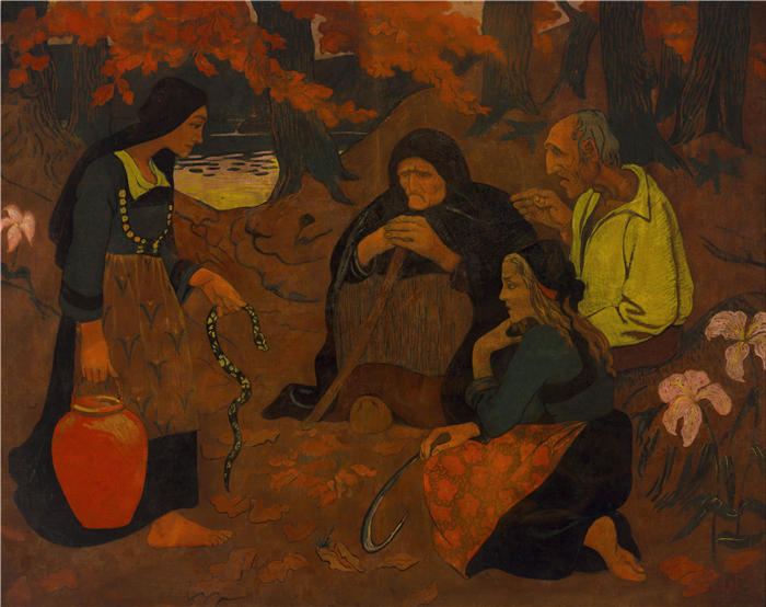 保罗·塞鲁塞尔(Paul Sérusier,法国,1864-1927 年)作品-食蛇者 (1894)
