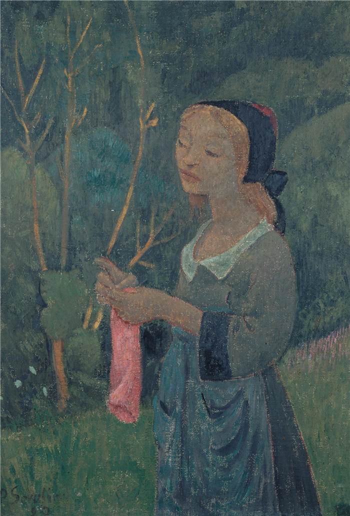 保罗·塞鲁塞尔（Paul Sérusier，法国，1864-1927 年）作品-粉红色针织袜（1920）