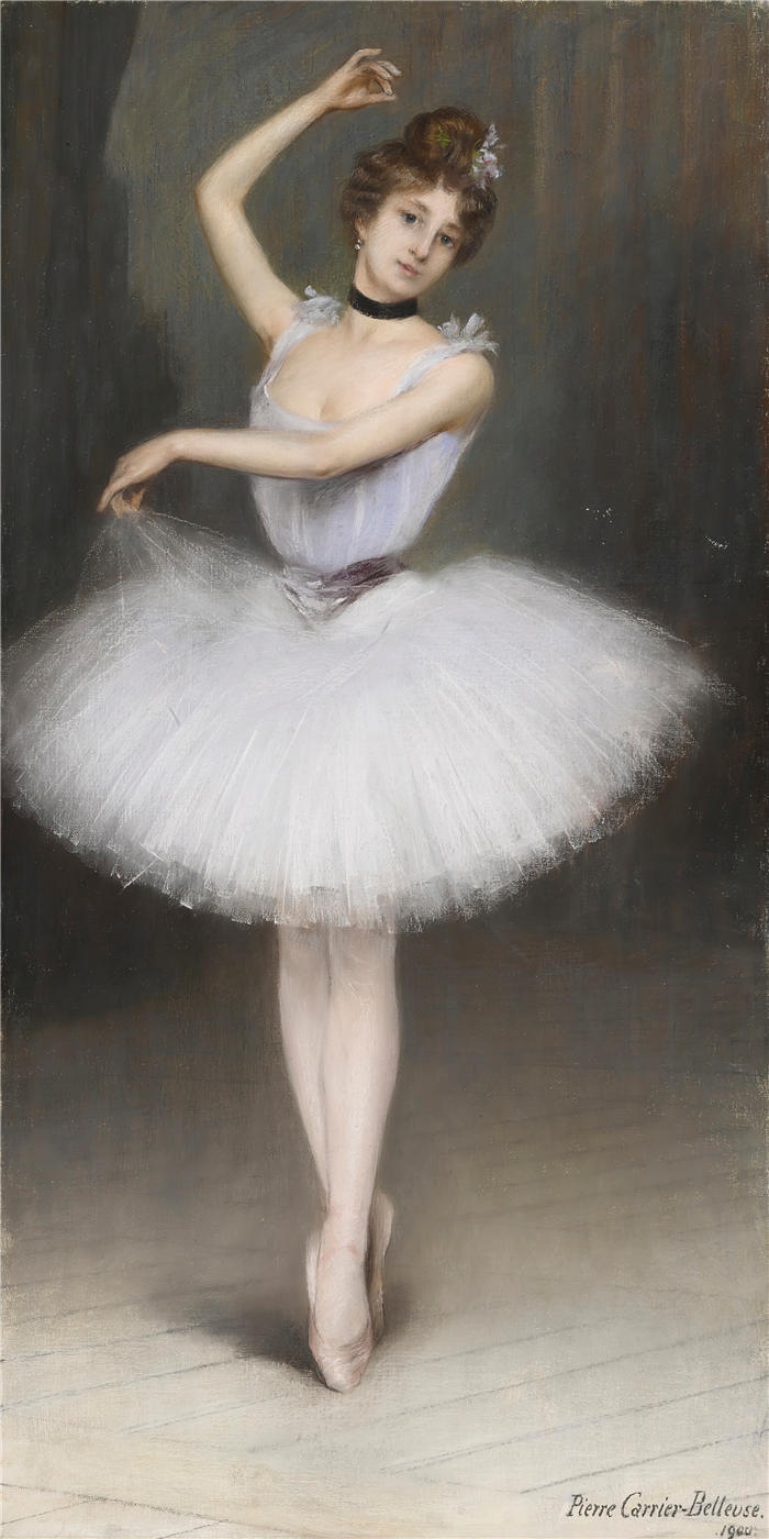 皮埃尔·开利-贝勒斯(Pierre-Gérard Carrier-Belleuse,法国画家)作品-芭蕾舞女演员 (1900)