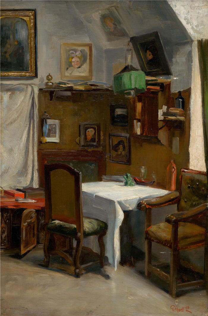 朱多维特·皮特霍特（Ľudovít Pitthordt，斯洛伐克画家）作品-《慕尼黑工作室的研究（1890 年）》