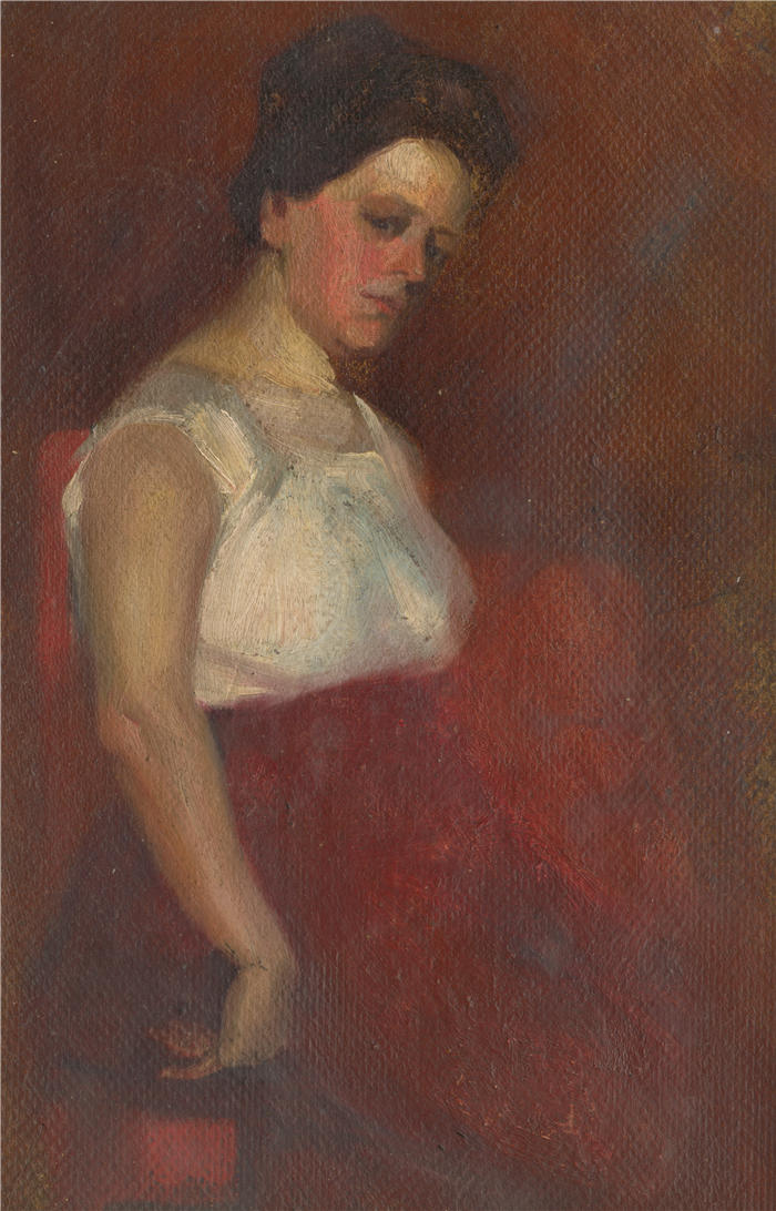 朱多维特·皮特霍特（Ľudovít Pitthordt，斯洛伐克画家）作品-《坐着的女人的研究（1900）(1)》