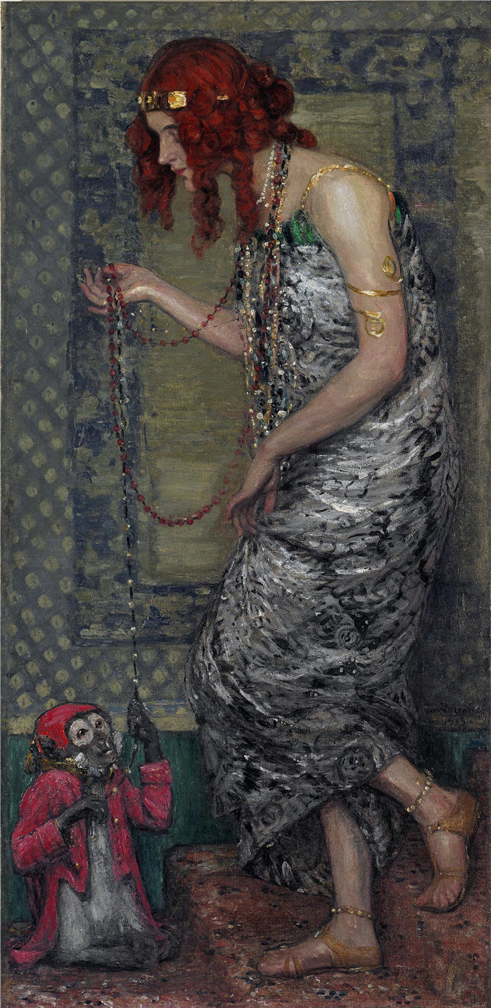 贾尼斯·罗森塔尔斯(Janis Rozentāls,拉脱维亚画家)作品 -《公主与猴子 (1913)》