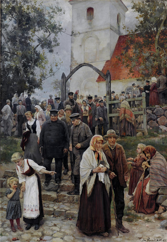 贾尼斯·罗森塔尔斯（Janis Rozentāls,拉脱维亚画家）作品 -《教堂之后（1894）》