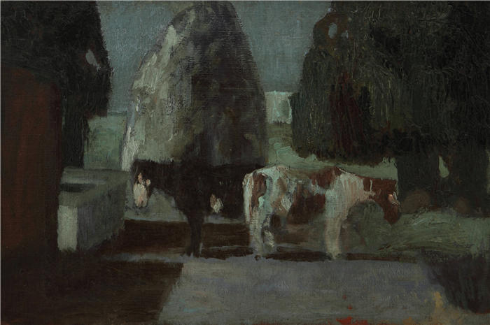 佩德罗·费加里（Pedro Figari,乌拉圭）高清作品-Jardín bajo la luna o Quietud en la quinta（从 1880 年到 1938 年）