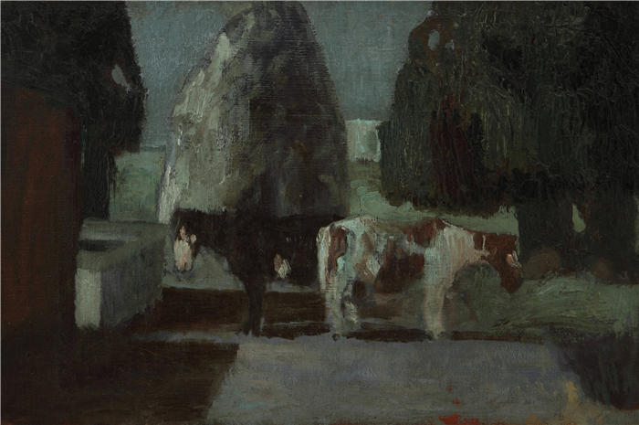 佩德罗·费加里(Pedro Figari,乌拉圭)高清作品-Jardín bajo la luna o Quietud en la quinta(从 1880 年到 1938 年)
