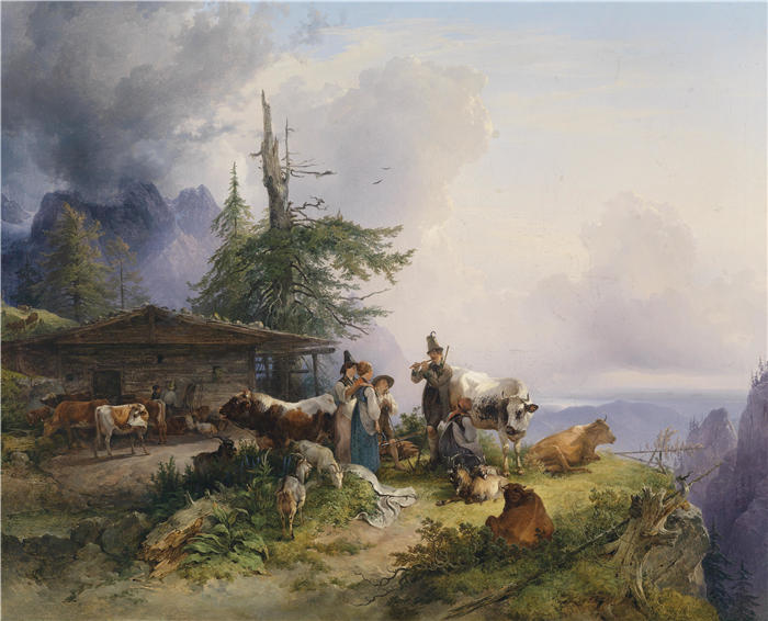 弗里德里希·高尔曼（Friedrich Gauermann，奥地利画家）高清作品-《温特斯贝格山庄（1835 年）》
