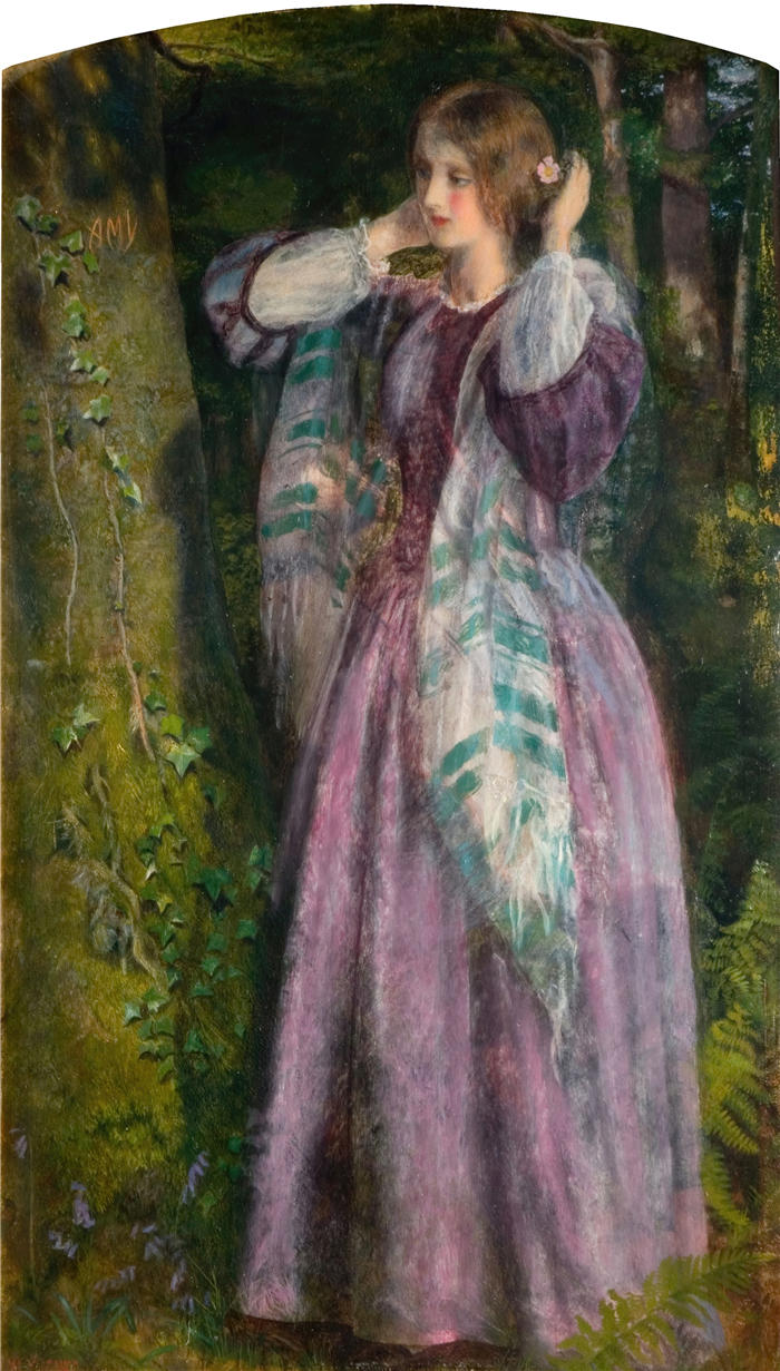 亚瑟休斯(Arthur Hughes,英国画家,1832 – 1915)作品-艾米 (1859)