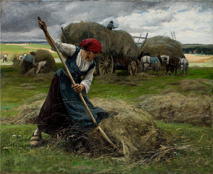 朱利安·杜普雷（Julien Dupré，法国画家）高清作品-《干草场 (1884)》