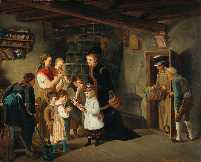 约翰·哈姆扎（Johann Hamza，德国，1850 - 1927 年）作品-圣尼古拉斯的礼物