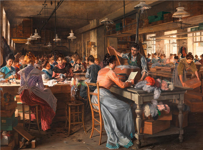 约翰·哈姆扎（Johann Hamza，德国，1850 - 1927 年）作品-Federnschmuckfabrik (1902)