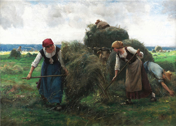 朱利安·杜普雷（Julien Dupré，法国画家）高清作品-《干草收割（约 1880 年）》