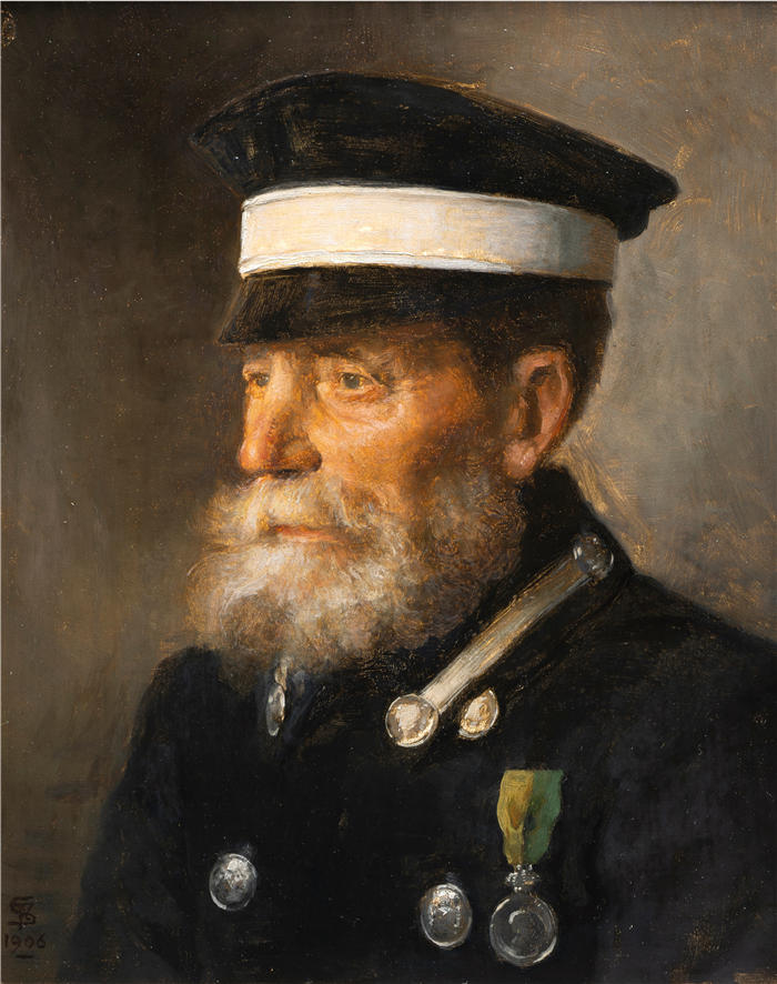 弗兰斯·施瓦茨（Frans Schwartz，丹麦画家）作品-Jöns the teamster (1906)