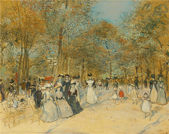 让·弗朗索瓦·拉法埃利（ Jean François Raffaëlli，法国画家）高清作品-《香榭丽舍大街》