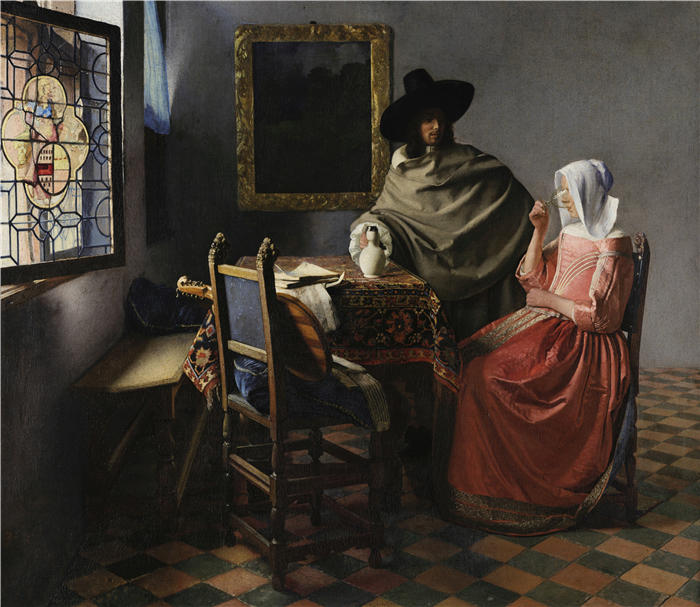 约翰内斯·维米尔（Johannes Vermeer）高清油画作品-《酒杯（约 1658-1660 年）》