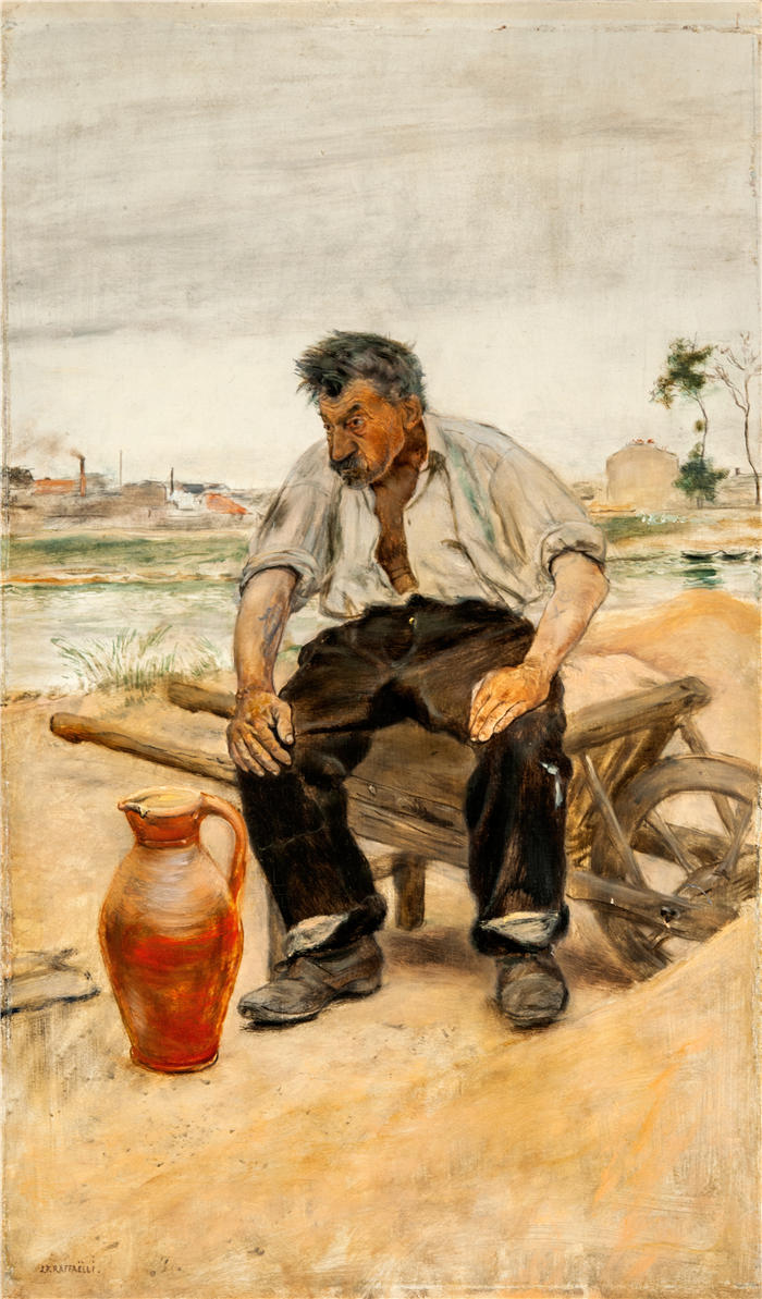 让·弗朗索瓦·拉法埃利（ Jean François Raffaëlli，法国画家）高清作品-《工人（约 1888 年）》