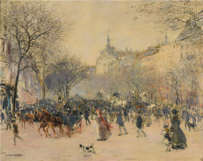 让·弗朗索瓦·拉法埃利（ Jean François Raffaëlli，法国画家）高清作品-《巴黎的家乐福杜洛》