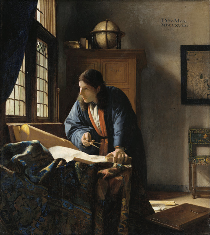 约翰内斯·维米尔（Johannes Vermeer）高清油画作品-《地理学家 (1669)》