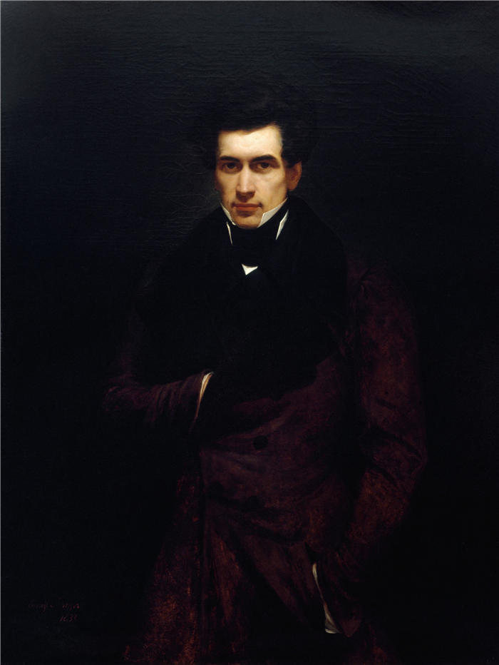 亨德里克·谢弗(Hendrik Scheffer,法国画家)高清作品-《肖像 d'Armand Carrel (1800-1836),记者 (1833)》