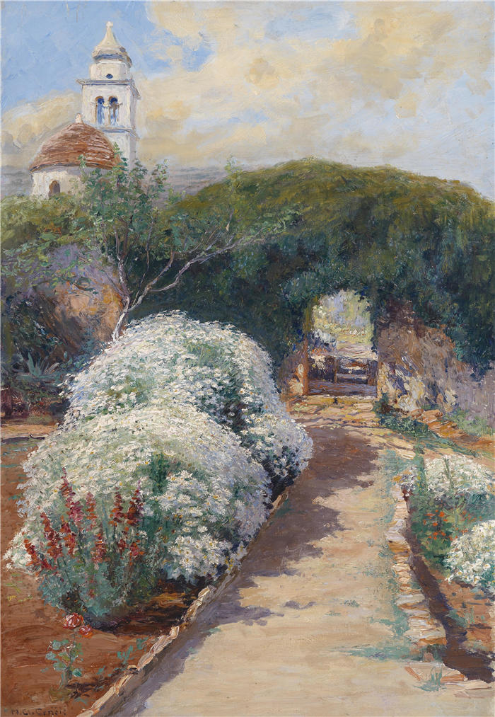 Menci Clement Crnčić （克罗地亚画家）风景高清作品-《花开寺园》
