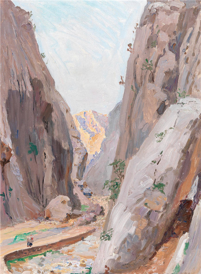 Menci Clement Crnčić （克罗地亚画家）风景高清作品-《扎达尔附近的山脉景观》