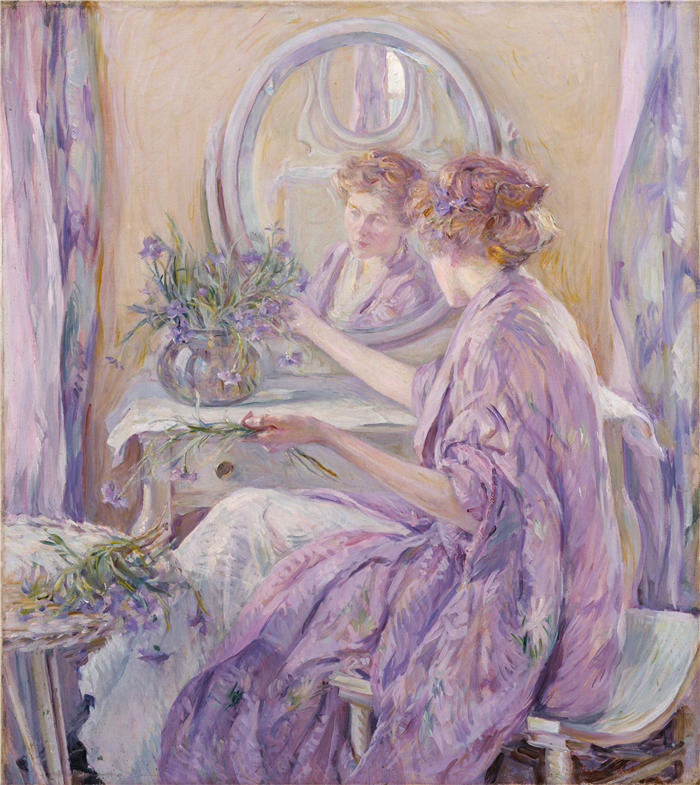 罗伯特·里德（Robert Reid，美国画家）-紫罗兰色和服（约 1910 年）